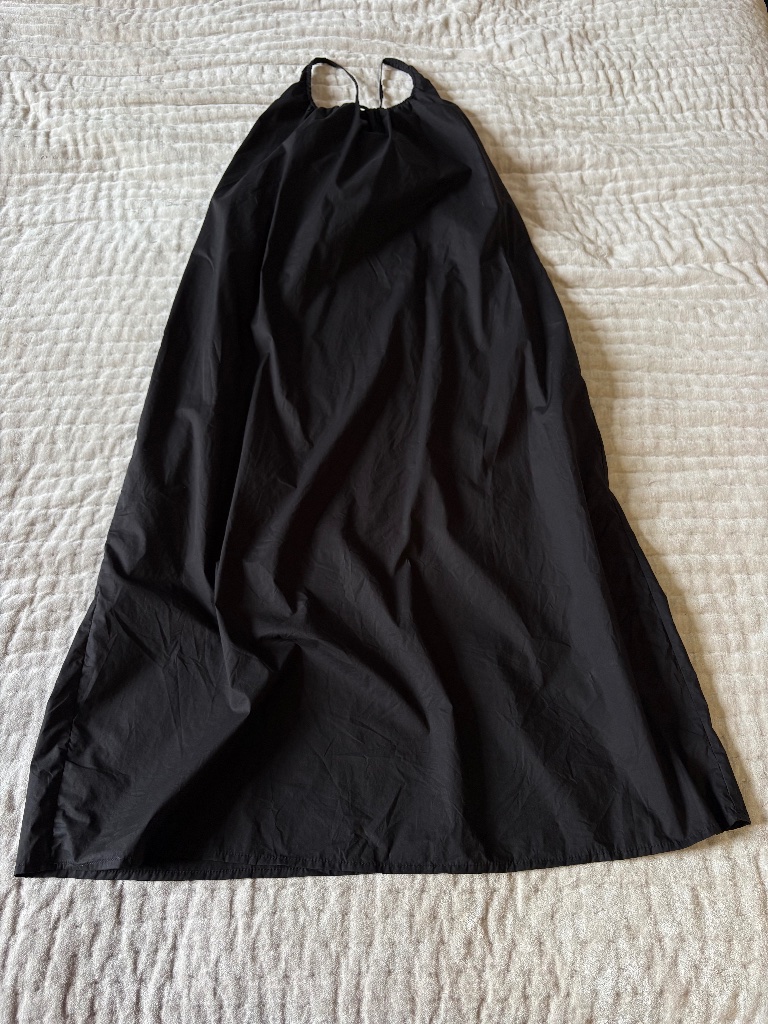 Deiji Studios The Simple Dress In Black Organic Poplin Square Neck Halter Strap — image 7 of 8